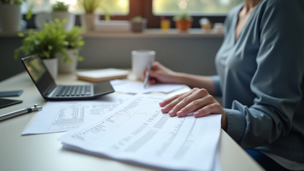 Personne examinant un budget fitness détaillé avec calculatrice et notes