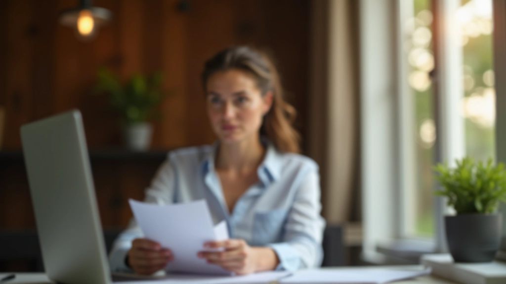 Femme tenant des documents de budget et de planification financière à son bureau